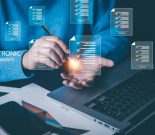 Signing electronic documents on digital documents Online, businessman with contract Electronic signature, e-signing, digital document management, paperless office, signing business contract concept,